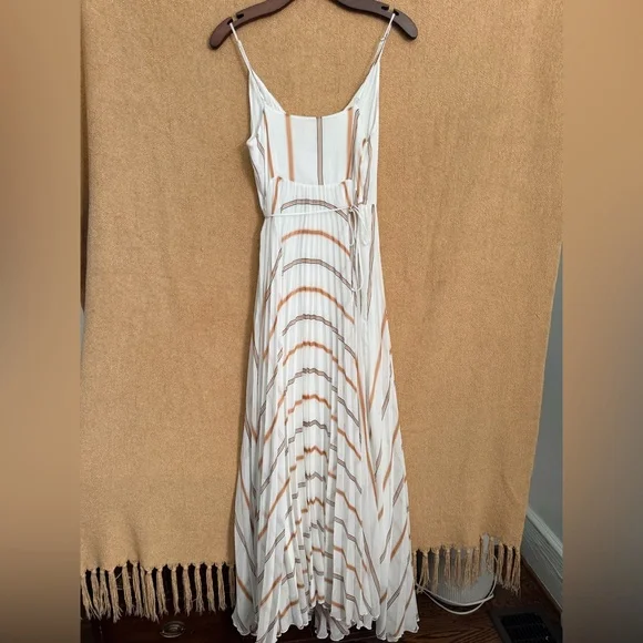 H&M Ivory Maxi Dress with Tan Stripes size 6 - Picture 13 of 16